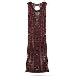 Crochet Lace Tassel Dress Cover up Swimsuit Brown